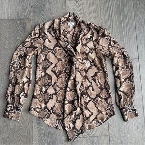 Altuzarra for Target Snakeskin V-Neck Sheer Draped Blouse Size XS